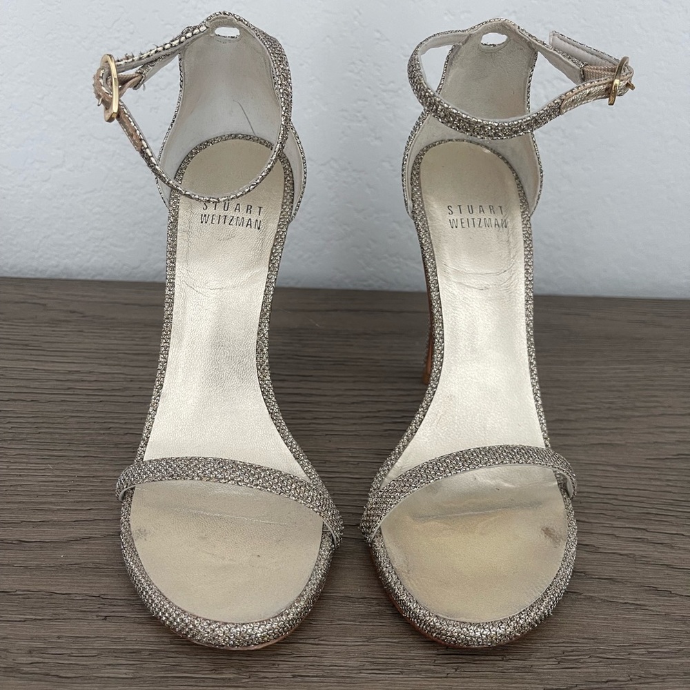 Stuart Weitzman gold shimmer sandals